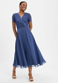 Sukienka wieczorowa Kobiety niebieska jednolity 44 Swing