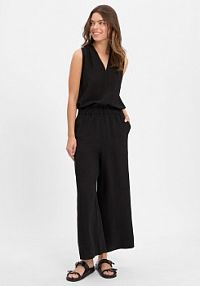 Kombinezon z lnu  Cedira Kobiety wiskoza czarny jednolity 42 Someday