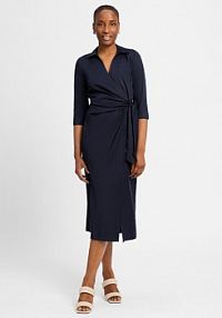 Sukienka kopertowa Kobiety niebieska jednolity 40 zero