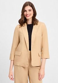 Marynarka  z zawartością lnu Kobiety Lyocell beżowy jednolity 44 zero