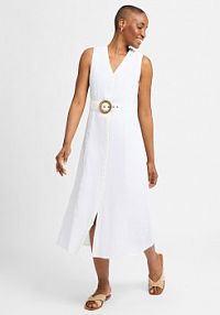 Sukienka  z zawartością lnu Kobiety len biała jednolity 44 zero