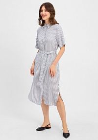 Lniana sukienka  Kobiety len niebieska w paski 44 Gant