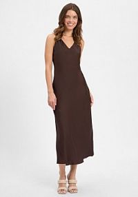 Satynowa sukienka  Qova pure Kobiety Sztuczne włókno brązowa jednolity 40 Someday
