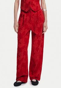 Spodnie eleganckie Desigual czerwone damskie Materiałowe Suitrojo 25SWPW33  Straight Fit