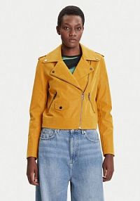 Kurtka skórzana Desigual żółta damska Z imitacji skóry