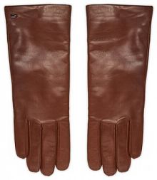 Rękawiczki skórzane Weekend Max Mara brązowe Damskie