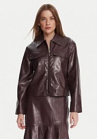 Kurtka skórzana French Connection czerwona damska Z imitacji skóry