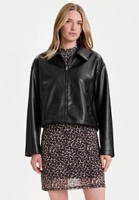 Kurtka skórzana ONLY czarna damska Z imitacji skóry