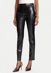Spodnie skórzane Marciano Guess czarna Z imitacji skóry