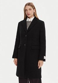 Płaszcz Calvin Klein czarny damski Wełniany