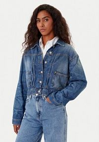 Kurtka jeansowe Tommy Jeans granatowa damska Jeansowa DW0DW21061  Regular Fit