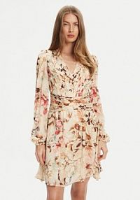 Sukienka koktajlowa Guess beżowa W5YK20 WDW82  Regular Fit