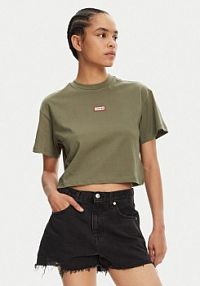 T-shirt Hunter khaki damski Abby HARW0059251  Boxy Fit