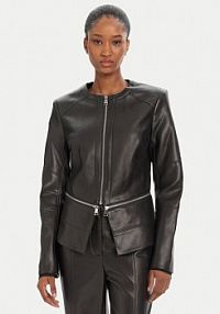 Kurtka skórzana KARL LAGERFELD czarna damska Z imitacji skóry