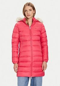 Kurtka puchowa Tommy Jeans różowa damska Płaszcz zimowy
