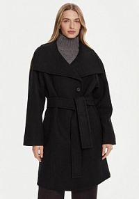 Płaszcz Calvin Klein czarny damski Wełniany