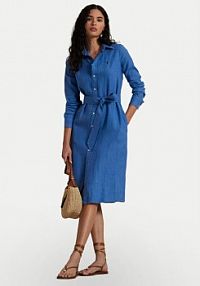 Sukienka Polo Ralph Lauren niebieska Koszulowa