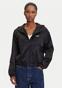 Kurtka przejściowa Tommy Jeans czarna damska Wiatrówka Jacquard DW0DW20952  Relaxed Fit