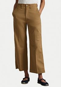 Spodnie eleganckie Polo Ralph Lauren beżowe damskie Materiałowe 211873988001  Wide Leg