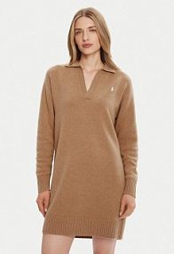 Sukienka dzianinowa Polo Ralph Lauren beżowa 