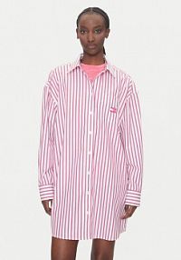 Sukienka Tommy Jeans różowa Koszulowa