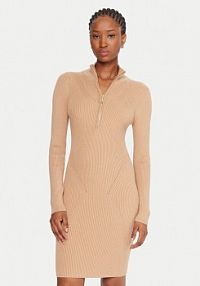 Sukienka dzianinowa Guess beżowa 
