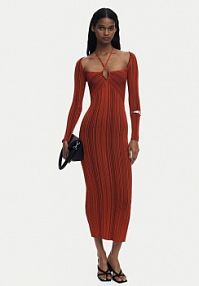 Sukienka koktajlowa Desigual pomarańczowa 