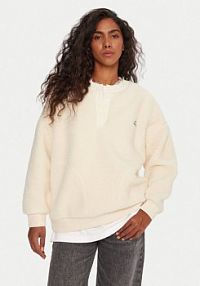 Bluza z polaru Quiksilver kremowa damska Polar Barranco EQWPF03000 Écru Boxy Fit