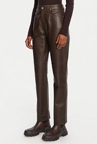 Spodnie skórzane Marella brązowa Doroty 2523436014  Straight Fit