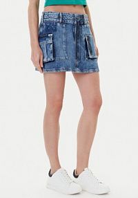 Spódnica mini Guess niebieska Jeansowa