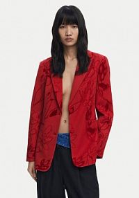 Żakiet Desigual czerwony Marynarka Flockarty 25WWEW19  Regular Fit