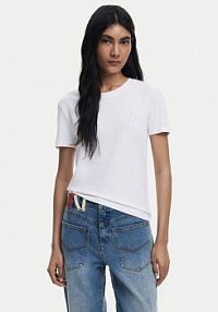 T-shirt Desigual biały damski Amber 25WWTK07  Regular Fit