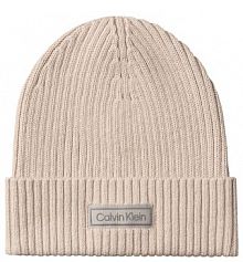 Czapka zimowa Calvin Klein beżowa damska 