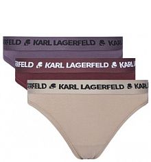 Stringi KARL LAGERFELD wielokolorowe Komplet 3 par stringów