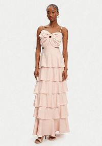 Sukienka wieczorowa ACCESS FASHION beżowa 