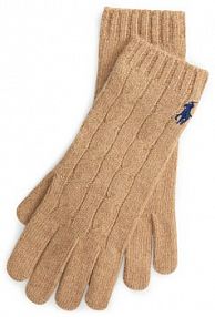 Rękawiczki Polo Ralph Lauren brązowe damskie 