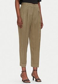 Spodnie eleganckie ACCESS FASHION brązowe damskie Materiałowe