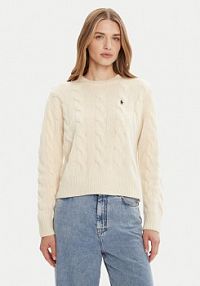 Sweter Polo Ralph Lauren kremowy damski 211A91216002 Écru Straight Fit