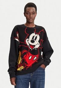Bluza przez głowę Desigual czarna Hello Mickey 25WWSK14  Regular Fit