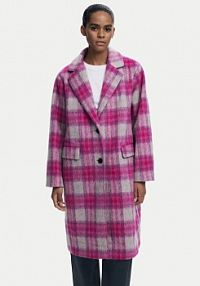 Płaszcz Desigual różowy damski Wełniany Pinkcheck 25WWEW15  Regular Fit