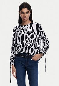 Bluzka Desigual czarna damska 25SWBW04  Regular Fit