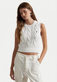 Sweter Polo Ralph Lauren biały damski 211959295001  Slim Fit