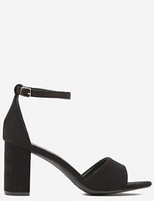 Czarne Klasyczne sandały z Ekozamszu na Słupkowym obcasie Deorniel Renee