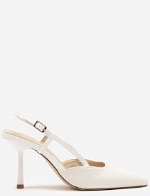 Białe sandały na Szpilce Typu Slingback Leathara Renee