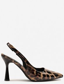 Panterkowe Lakierowane sandały Szpilki Typu Slingback Ulios Renee