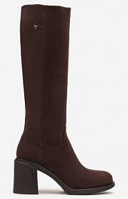 Ciemnobrązowe Kozaki na Słupku w Stylu Muszkieterek Cediara Renee