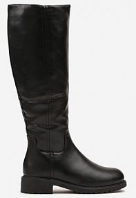Czarne Dopasowane kozaki Vices z Imitacji Skóry w Stylu Basic Lonavie ballada damskie