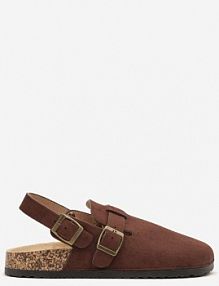 Brązowe sandały na Korkowej Podeszwie z Paskami i Kwadratowymi Klamrami Acerrive c'm paris damskie