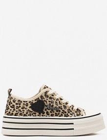 Panterkowe trampki na Grubej Podeszwie z Aplikacją i Napisem Eheria Renee damskie