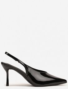 Czarne Lakierowane sandały na Szpilce Typu Slingback Addoxie ideal